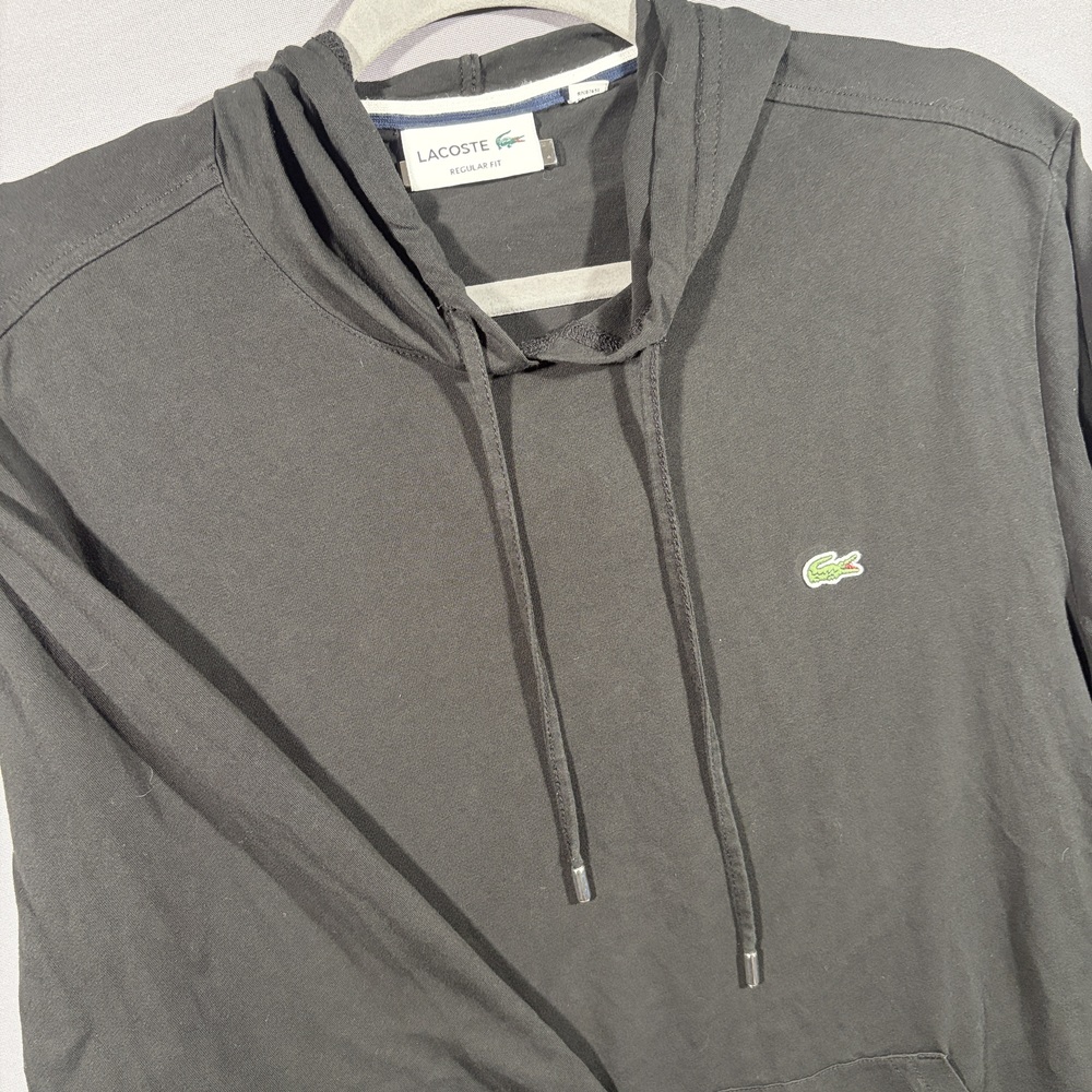 Lacoste Hoodie Regular Fit Black Pullover Size Large Casual Y2K